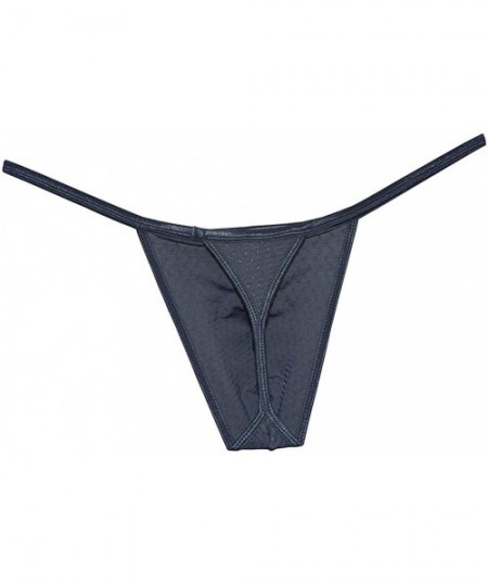 G-Strings & Thongs Men's Bikini Thong Underwear Shiny Tangas Competition Posing String Underpants - Grey - CX196IRUIYK