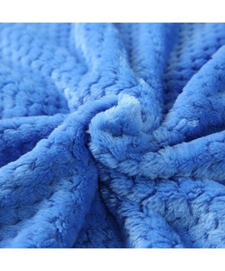 Robes Women Fleece Robe with Satin Trim- Luxurious Super Soft Plush Long Bathrobe Zipper Kimono - Blue - CZ18IQ2I663