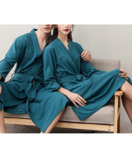 Robes Women Sleepwear Nightwear Waffle Robes Cotton Kimono Bathrobe Bridesmaid Spa Robe Loungewear - Hfg White - CH18LXH8XMI