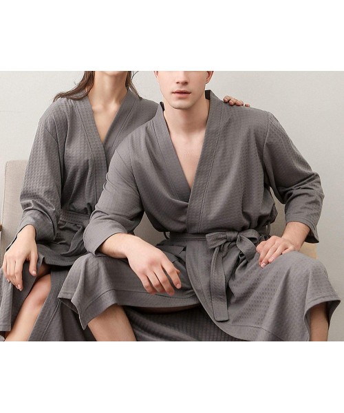 Robes Women Sleepwear Nightwear Waffle Robes Cotton Kimono Bathrobe Bridesmaid Spa Robe Loungewear - Hfg White - CH18LXH8XMI