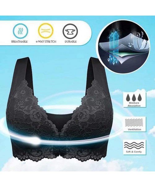 Bras Women's Sexy Push Up Lace Bra Plus Size Front Close Wireless Bralette - Black - CP190L3E2GE