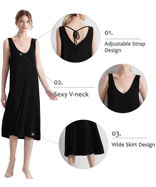 Nightgowns & Sleepshirts Night Shirt for Women Plus Size Sleepwear Long Night Dress Soft Lounge Dress - Style 1/Black - CD19C...