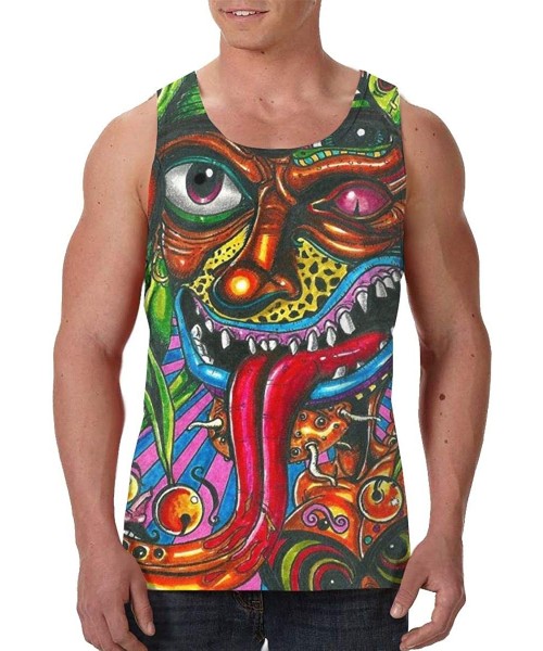 Undershirts Men Muscle Tank Top Summer Beach Holiday Fashion Sleeveless Vest Shirts - Trippy Acid Monste - C619D8QUK9M