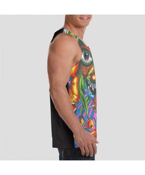 Undershirts Men Muscle Tank Top Summer Beach Holiday Fashion Sleeveless Vest Shirts - Trippy Acid Monste - C619D8QUK9M