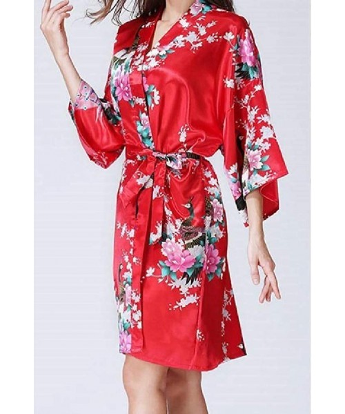 Tops Womens 1/2 Sleeve Baggy Printing Mid-Length Belted Sleepwear Loungewear - Pattern10 - CX19875WQAC