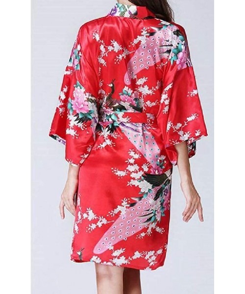 Tops Womens 1/2 Sleeve Baggy Printing Mid-Length Belted Sleepwear Loungewear - Pattern10 - CX19875WQAC