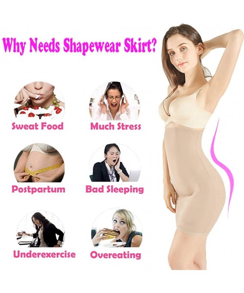 Shapewear High Waist Half Slips for Women Under Dresses Tummy Control Slimming Body Shaper Shapewear - Beige - C018SQNULET