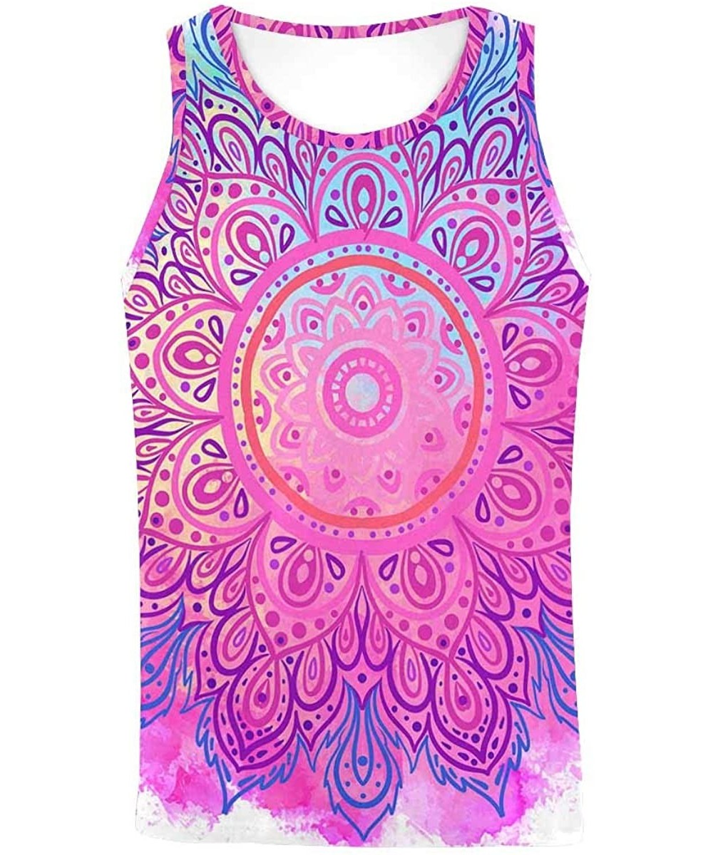 Undershirts Men's Muscle Gym Workout Training Sleeveless Tank Top Lovely Watercolor Bee - Multi8 - CK19COZEEKL