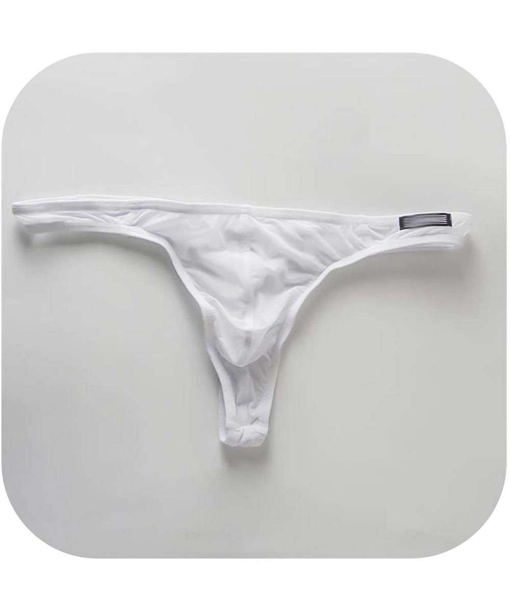 G-Strings & Thongs Men Underwear Thongs and G Strings Ice Silk Soft Jockss Erotic Pouch Sissy Panties Tanga Hombre - White - ...