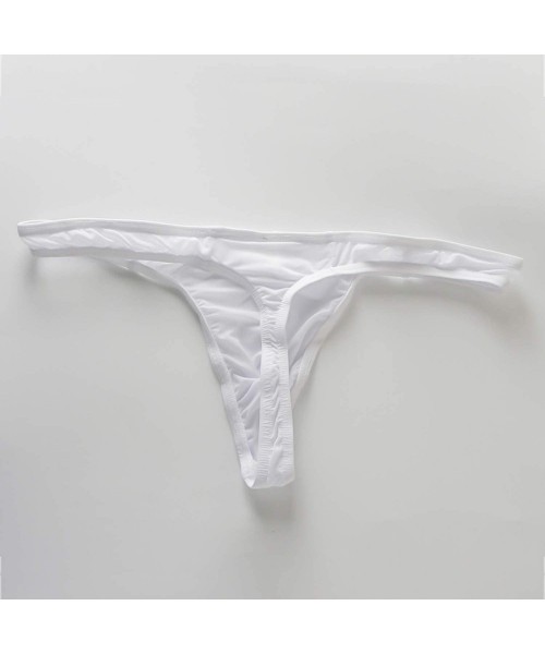 G-Strings & Thongs Men Underwear Thongs and G Strings Ice Silk Soft Jockss Erotic Pouch Sissy Panties Tanga Hombre - White - ...