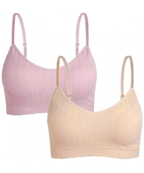 Camisoles & Tanks Mini Camisole Bra Wireless Sports Daily Sleep Tank Top with Adjustable Straps for Women 2/3Pack - Pink/Geig...