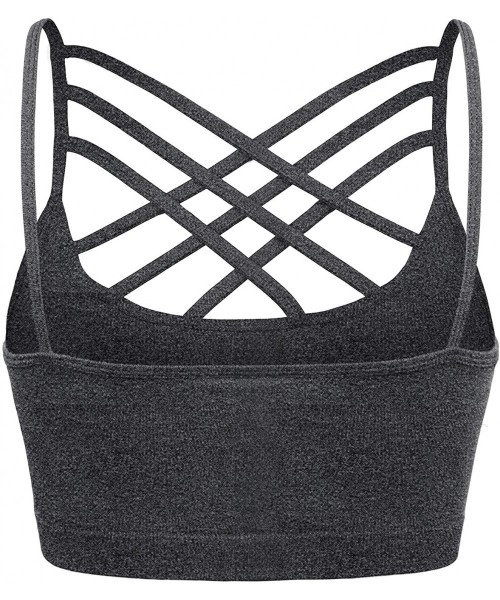 Bras Womens Comfort Cami Crop Top Seamless Crisscross Front Strappy NO PDDED Bralette Sports Bra Top (S~3XL) - Nt58-charcoal ...