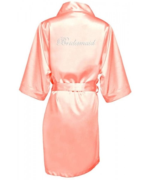 Robes Rhinestone Bridesmaid Satin Robe Style DBBMRB - Peach - CR11VR961BH