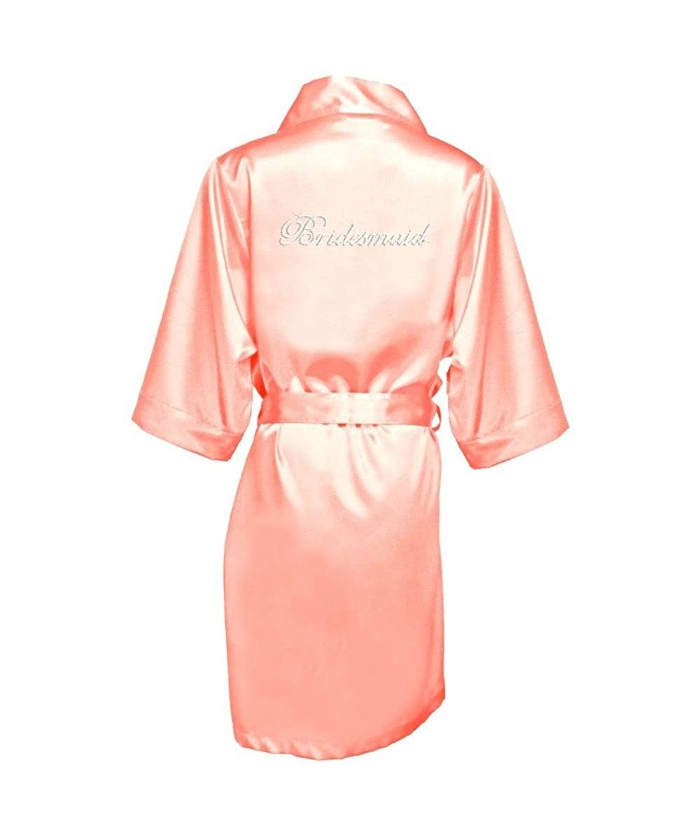 Robes Rhinestone Bridesmaid Satin Robe Style DBBMRB - Peach - CR11VR961BH
