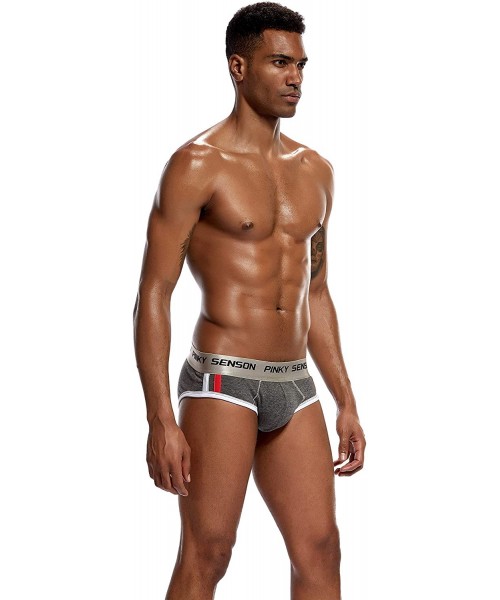 G-Strings & Thongs Men's Underwear Soft Briefs Low Rise Stretchy Bikinis - Grey - CC1926SEKCQ