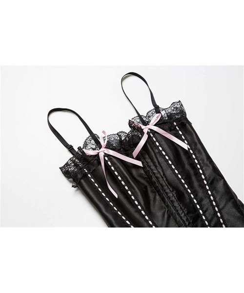 Bustiers & Corsets Women Plus Size Lace up Corset Overbust G-String Top Corset Plastic Boned-C658 - Pink - CN190ORA06E