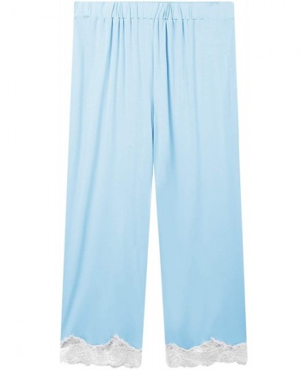 Sets Women's Soft Pajamas Set Long Sleeve Pjs Top and Pants Loungewear - Capri-light Blue - C41987OXQDA