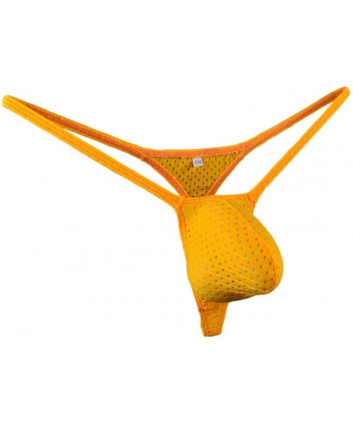 G-Strings & Thongs Men's G-string Bulge Pouch Thongs Eyelet T-back Bikini WSS52 - Orange - CI194QS0MS9