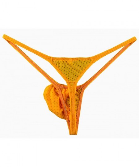 G-Strings & Thongs Men's G-string Bulge Pouch Thongs Eyelet T-back Bikini WSS52 - Orange - CI194QS0MS9
