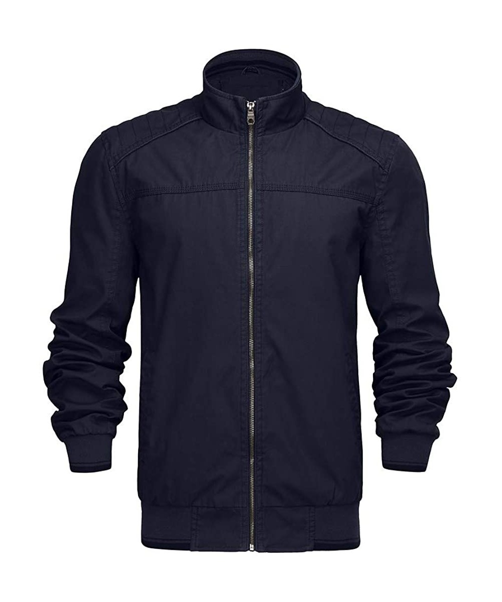 Trunks Men's Casual Winter Cotton Blend Military Jackets Outdoor Warm Zip Coat Windproof Windbreaker - Dark Blue a - CT193NO6U05