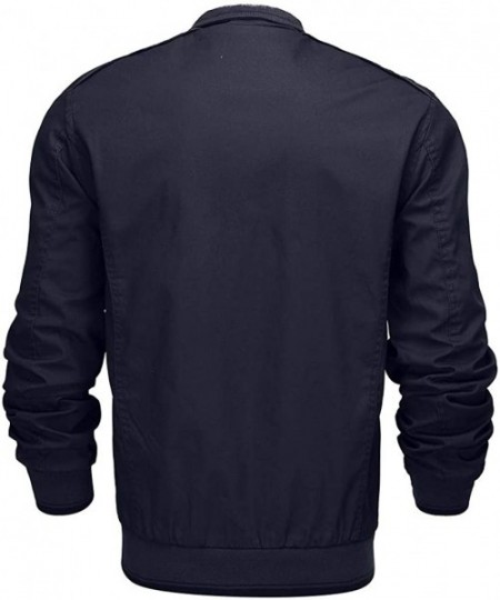 Trunks Men's Casual Winter Cotton Blend Military Jackets Outdoor Warm Zip Coat Windproof Windbreaker - Dark Blue a - CT193NO6U05