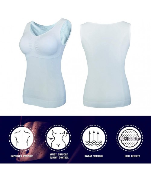 Shapewear Women's Shapewear Tank Top with Built in Bra Cami Shaper with Removable Pads - White - C118X6WHE0T