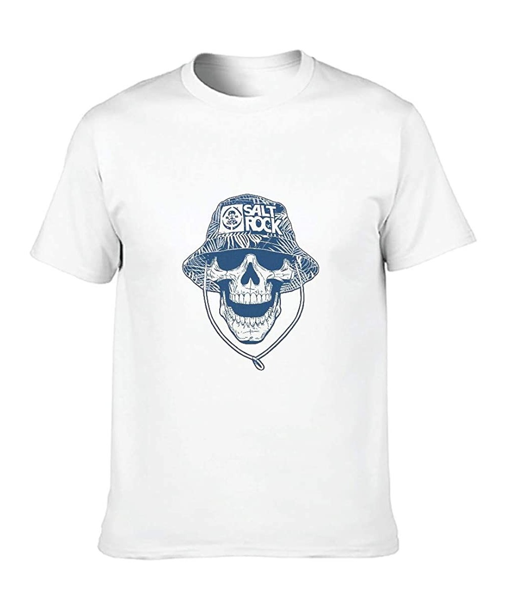 Undershirts Caps Skull Cotton T Shirt Mens Durable Stylish Short Sleeve Scary Skull - White - CQ19DSU6DTL