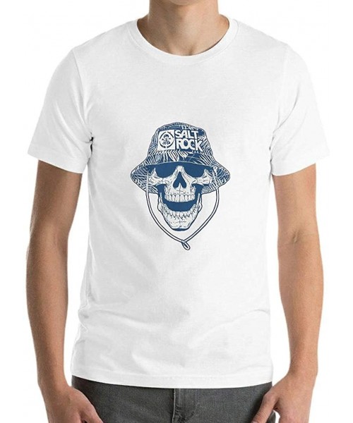 Undershirts Caps Skull Cotton T Shirt Mens Durable Stylish Short Sleeve Scary Skull - White - CQ19DSU6DTL
