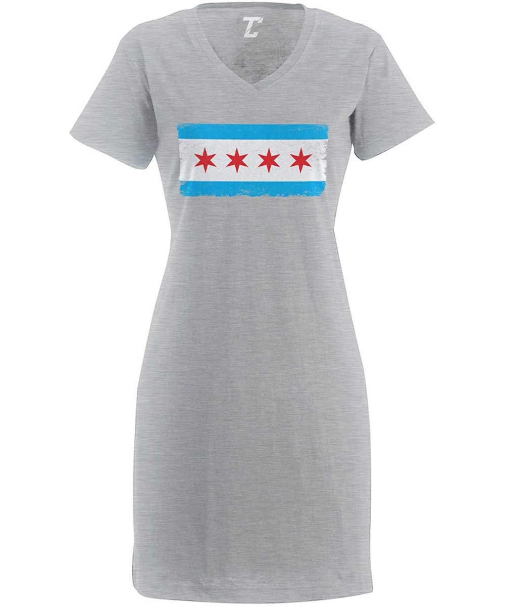 Nightgowns & Sleepshirts Chicago Flag - Stars Stripes State Pride Women's Nightshirt - Light Gray - CO18RKYD255