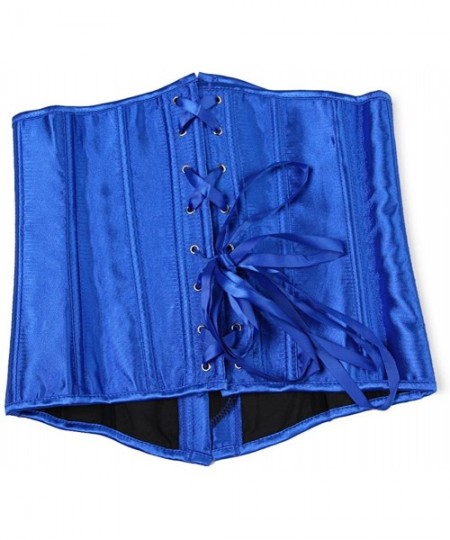 Bustiers & Corsets Women's Satin Lace Up Boned Lingerie Bridal Underbust Corset Top Low Back - Blue - CL11VDP74XJ