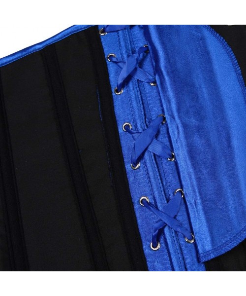 Bustiers & Corsets Women's Satin Lace Up Boned Lingerie Bridal Underbust Corset Top Low Back - Blue - CL11VDP74XJ