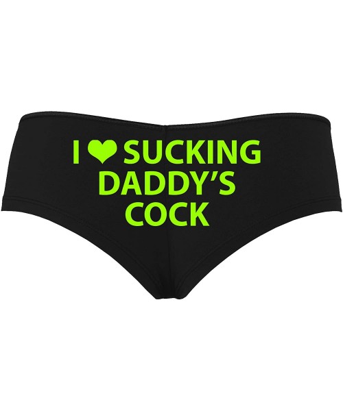 Panties I Love Sucking Daddys Cock DDLG Oral Black Boyshort Panties - Lime - CV195GSKZHZ