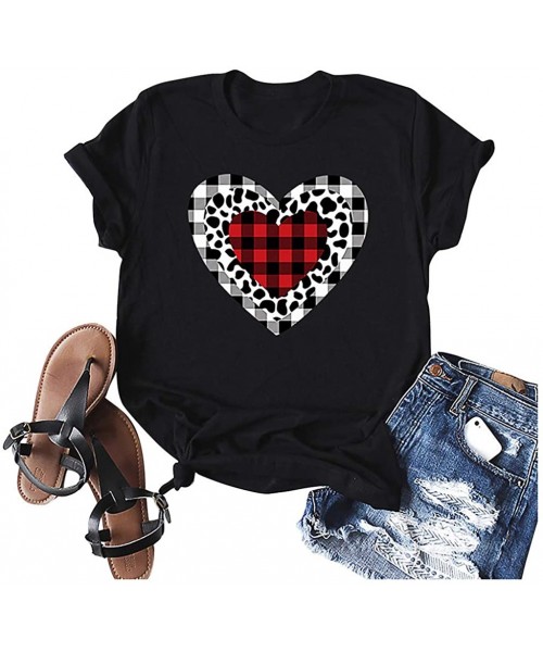Thermal Underwear Women's Valentine Shirt- Adeliberr Heart-Shaped Cute Graphic Print Shirt Shirt T-Shirt Short Sleeve - F5-gr...