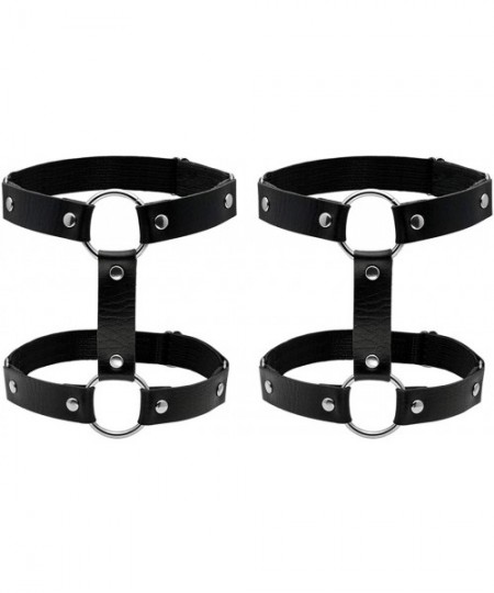 Garters & Garter Belts Leather Garter Belt for Women Girl Gothic Punk Harness Black - A3 2pcs - CE18XDNDU0D