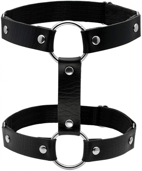 Garters & Garter Belts Leather Garter Belt for Women Girl Gothic Punk Harness Black - A3 2pcs - CE18XDNDU0D