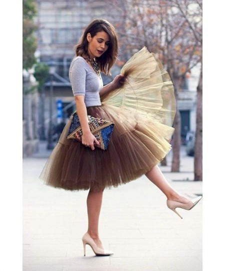 Slips Adult Ballet Tutu Layered Organza Tutu Mini Skirt Women's Princess Petticoat for Prom Party - Navy Blue - CR18AGLKOXR