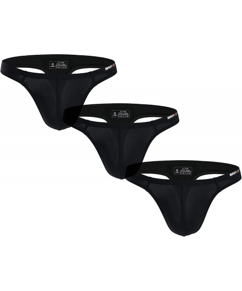 G-Strings & Thongs 3-Pack Men's Sexy Thong Underwear Low Rise Bikini T-Back G-String (Black 3 Pack- S) - CA18O7QQI0C