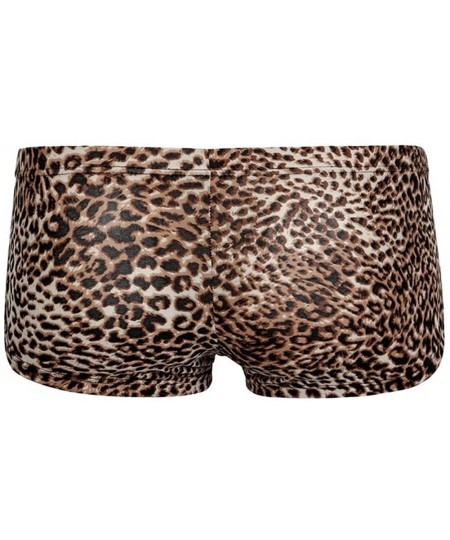 Briefs Men's Sexy Leopard Low Rise Moisture-Wicking Boxer Brief - Brown - CW18Y8ZA7WE