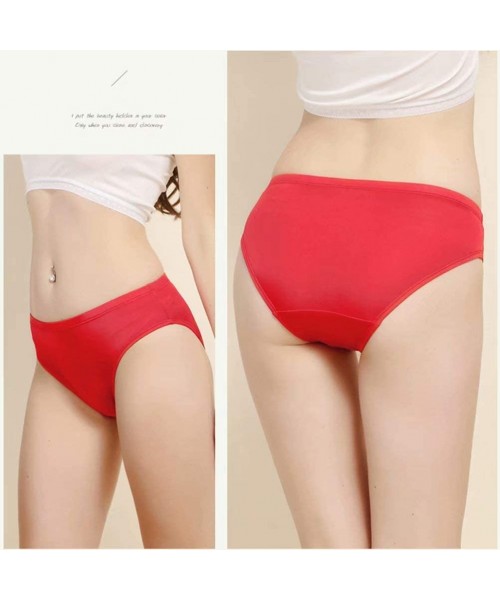 Panties Women's Mulberry Silk Hipster Panties Seamless Underwear Low Waist Stretch Briefs - Red - CI18QY43HTS