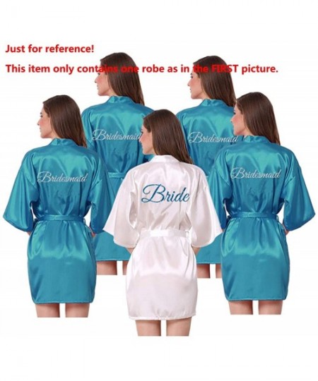 Robes Satin Kimono Wedding Party Getting Ready Robe with Glitters - E-lake Blue (Maid of Honor) - CT18XHX5XQH