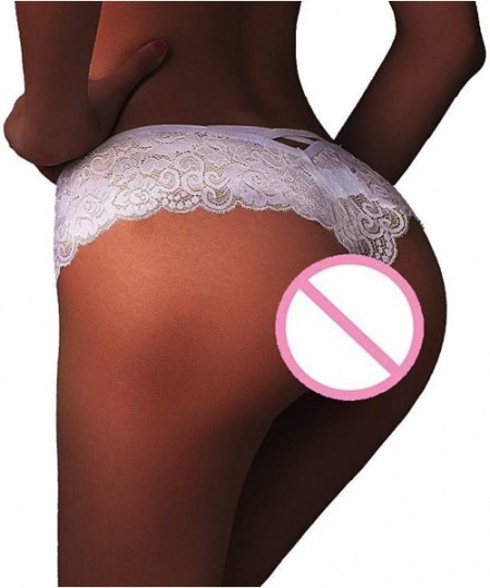 Slips Sexy Women Lace Ultra-Thin Mesh Erotic Clothing Temptation Teasing Low Waist Porno Erotic Underwear Thongs Adult - Whit...