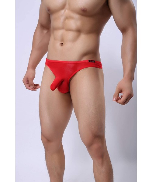 G-Strings & Thongs Men's Elephant Nose Underwear Ice Silk Briefs Sexy G-Strings & Thongs - Red - CR18AW35922