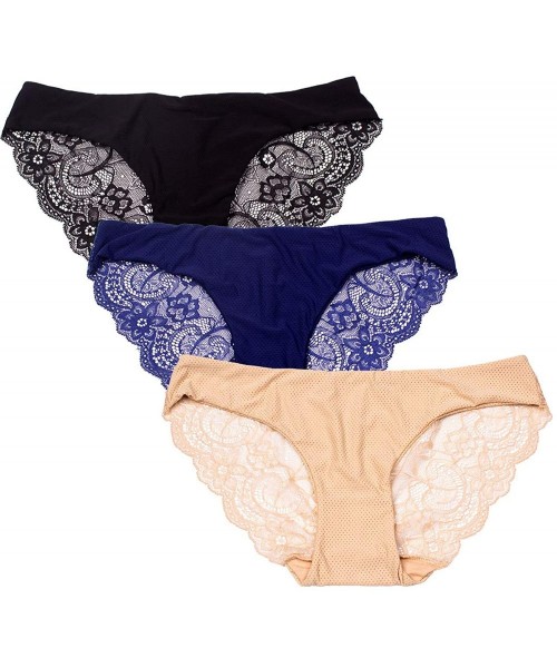 Panties Womens Sexy Lingerie Underwear Bikini Panties Lace-Trim Hipster Briefs Underwear - Breathable - CD18GH8U3NO