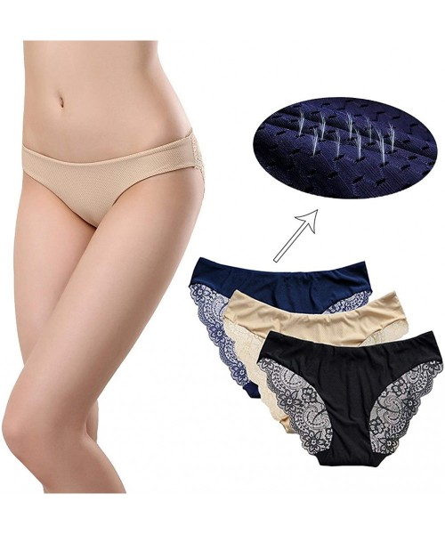 Panties Womens Sexy Lingerie Underwear Bikini Panties Lace-Trim Hipster Briefs Underwear - Breathable - CD18GH8U3NO