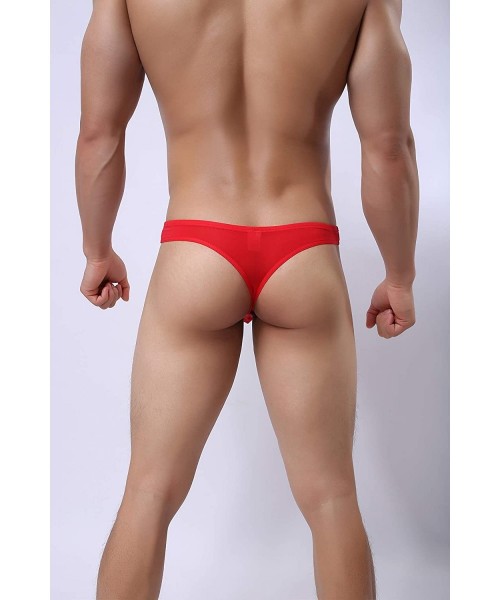 G-Strings & Thongs Men's Elephant Nose Underwear Ice Silk Briefs Sexy G-Strings & Thongs - Red - CR18AW35922