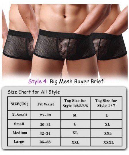 Boxer Briefs Men's Underwear Sexy Mesh Breathable Boxer Briefs Low Rise Cool Boxers Pack Set - Style 4 Black 3 Pcs - C718RUR3KEG