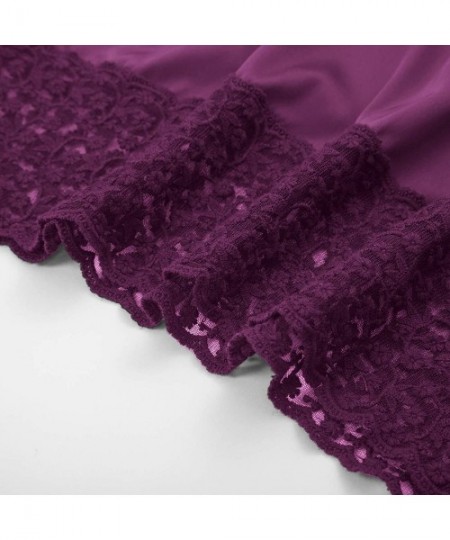 Nightgowns & Sleepshirts Lace Full Slips for Women Under Dresses Adjustable Spaghetti Strap Cami Dress - Purple - CO19CARGK4E
