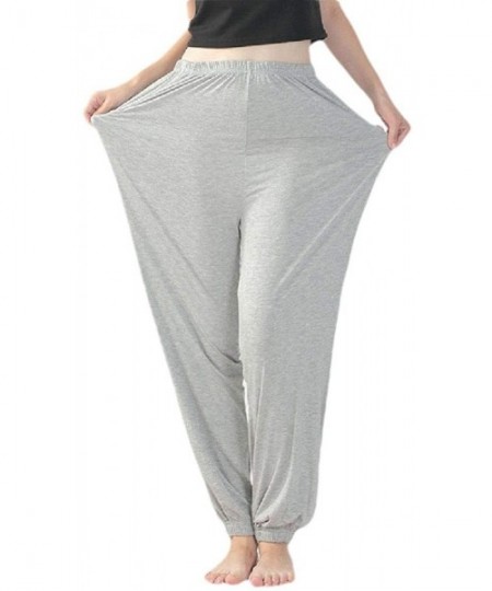 Bottoms Women Plus Size Comfy Stretch Long Pajama Pants Yoga Sleep Pants - Grey - CL19C2KQQM7