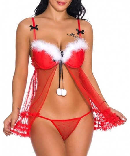 Thermal Underwear Christmas Sexy Lingerie for Women Underwear Braces Red Uniform Temptation Babydoll Nightdress Valentine's D...