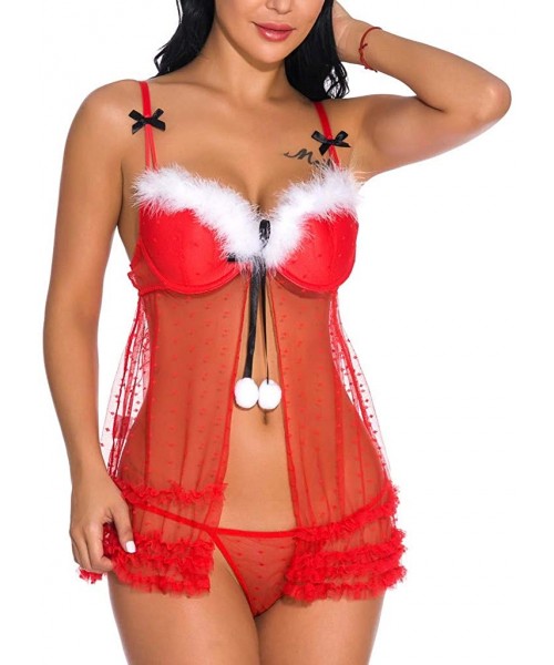 Thermal Underwear Christmas Sexy Lingerie for Women Underwear Braces Red Uniform Temptation Babydoll Nightdress Valentine's D...
